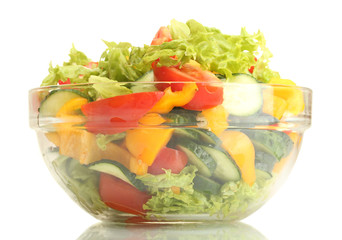 vegetable salad in bowl isolated on white