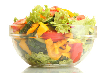 vegetable salad in bowl isolated on white