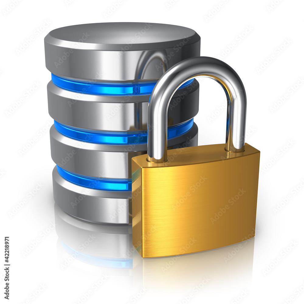 Aufkleber Database and computer data security concept