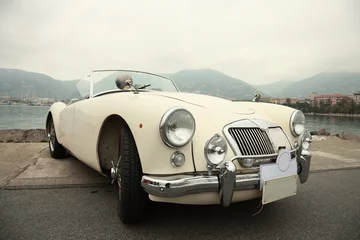 Fotobehang Oldtimers Klassieke sport witte auto