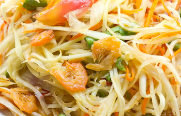 Spicy green papaya salad,  Thai cuisine .