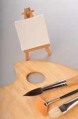 Blank art board, wooden easel