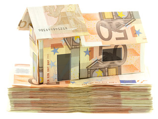 concept maison projet construction, liasse billets