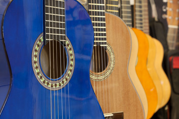 Obraz premium guitars in the store
