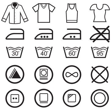 Set of washing symbols