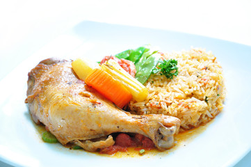 fried rice with drumstick and greenbean © justingun
