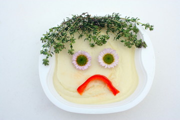 purée,tête bonhomme mécontent