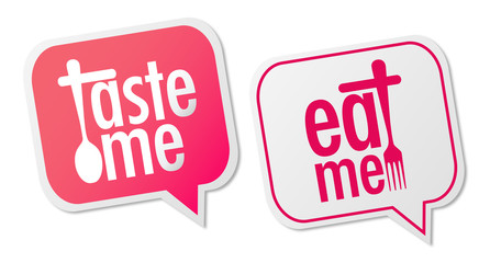 Taste me and Eat me stickers
