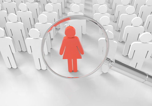 Woman Searching with Magnifying Glass