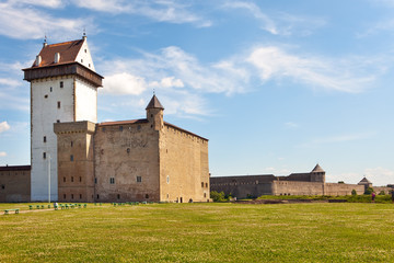 Fototapeta na wymiar Estonia. Narva. Ancient fortress on border with Russia
