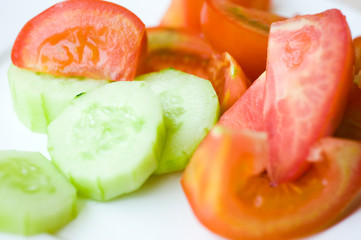 fresh cucumber and tomato