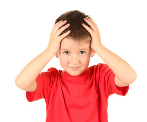 portrait of little boy isolated on white