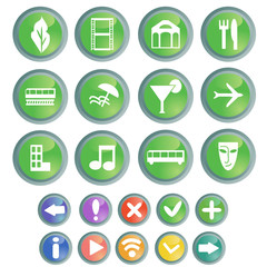 Travel and entertainment web buttons set