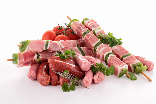 assortment of raw meats