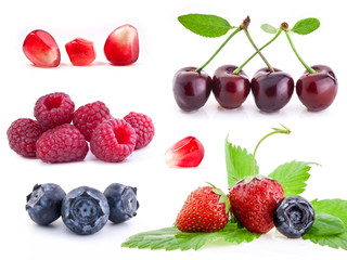 Collection of berry isolated on white background
