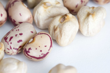Beans and chickpeas on white background