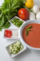 Gazpacho and ingredients