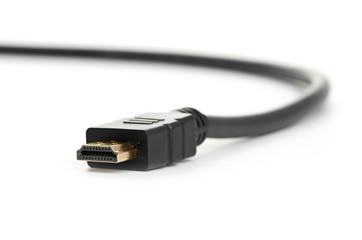 A close shot of HDMI cable isolated on a white background