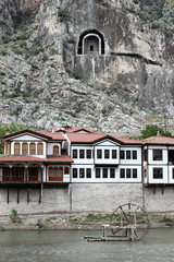 Rock tombs at the city of amasya in turkey