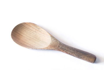 wooden spoon on white background