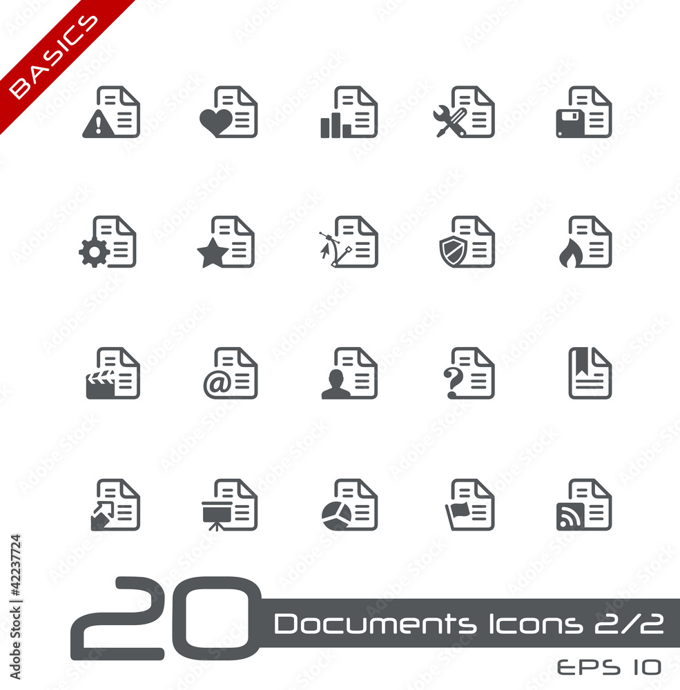 Wall mural documents icons - set 2 of 2 // basics