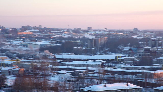 Panorama at winter city and termal power station
