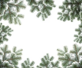 Rahmen aus verschneiten Tannenzweigen