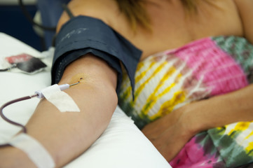 Blood donation woman hospital