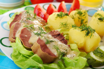 pork tongue in horse radish and dill sauce