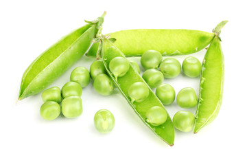 Green peas isolated on white