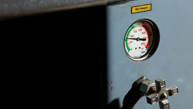 industrial pressure barometer at work close-up