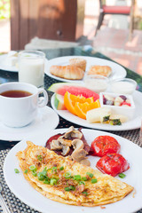 delicious breakfast outdoors