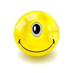 Vector one-eyed yellow face isolated on white. Eps10
