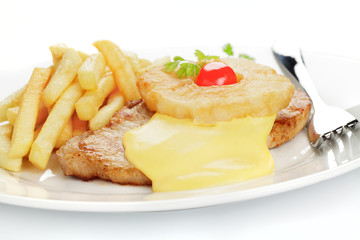 Schweinesteak Hawaii, Pommes frites