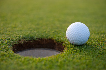 Golf hole b close-up