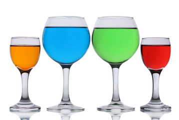 alcoholic cocktails isolated on white
