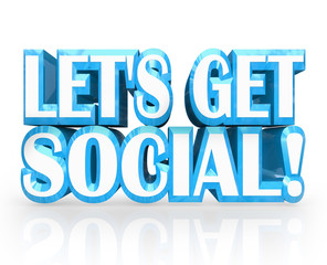 Let's Get Social 3D Words Meet-Up Invitation to Party