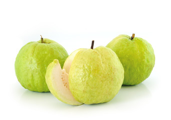 Guavas on white background