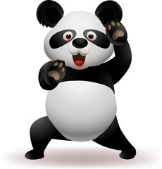 Naklejka premium Vector illustration of Funny panda practicing martial art