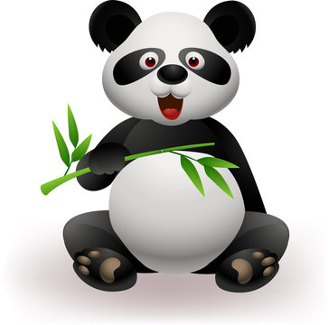 Funny panda with bamboo