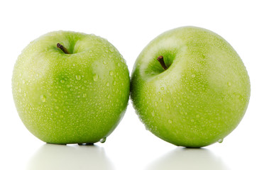 Two fresh green apples