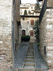 Fototapeta na wymiar Assisi -The narrow street.