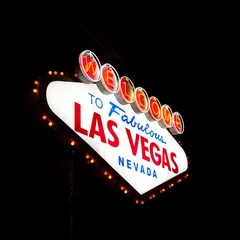 Poster welkom bij Fabulous Las Vegas Sign op zwart © somchaij