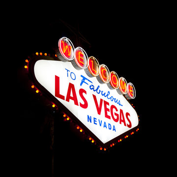 welcome to Fabulous Las Vegas Sign on black