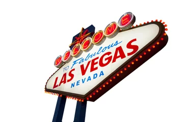 Küchenrückwand glas motiv Willkommen im fabelhaften Las Vegas-Zeichen auf Weiß © somchaij