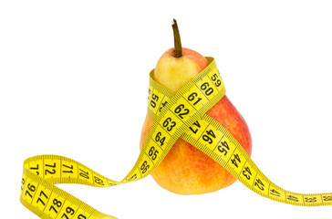 Pear with tape measure.