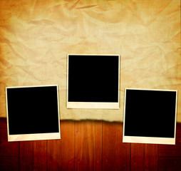 Vintage Pictures on Wooden Old Table