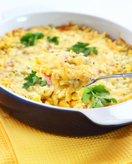 Casserole with pasta and greek cheese