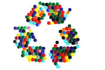 symbol recycle from color plastic caps