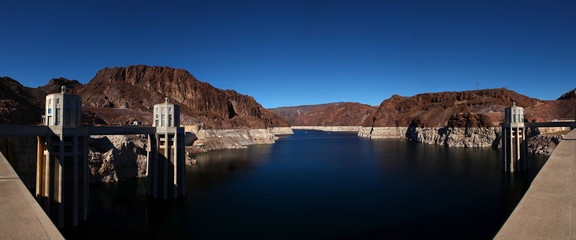 Panoramic water intake towers Hoover Dam, Nevada